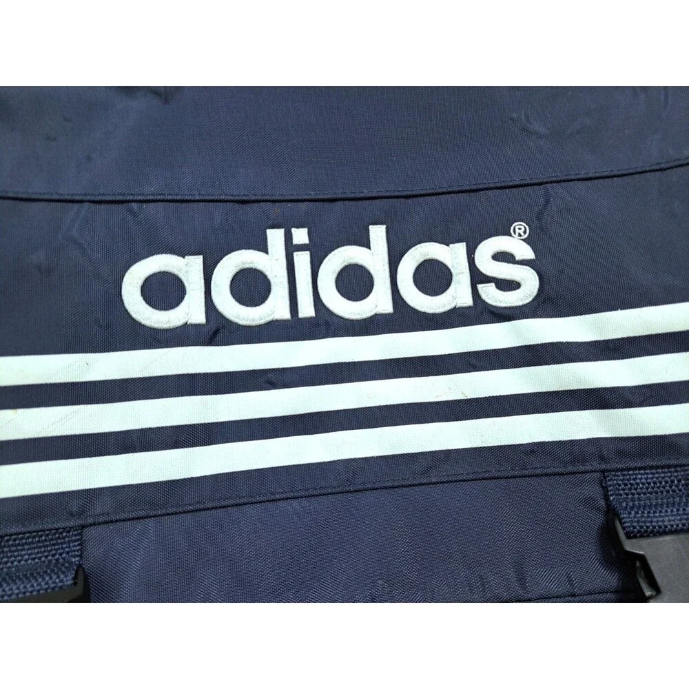 Vintage 80s Adidas B106 Messenger Bag Blue Nylon Made Taiwan Metal Zipper RARE